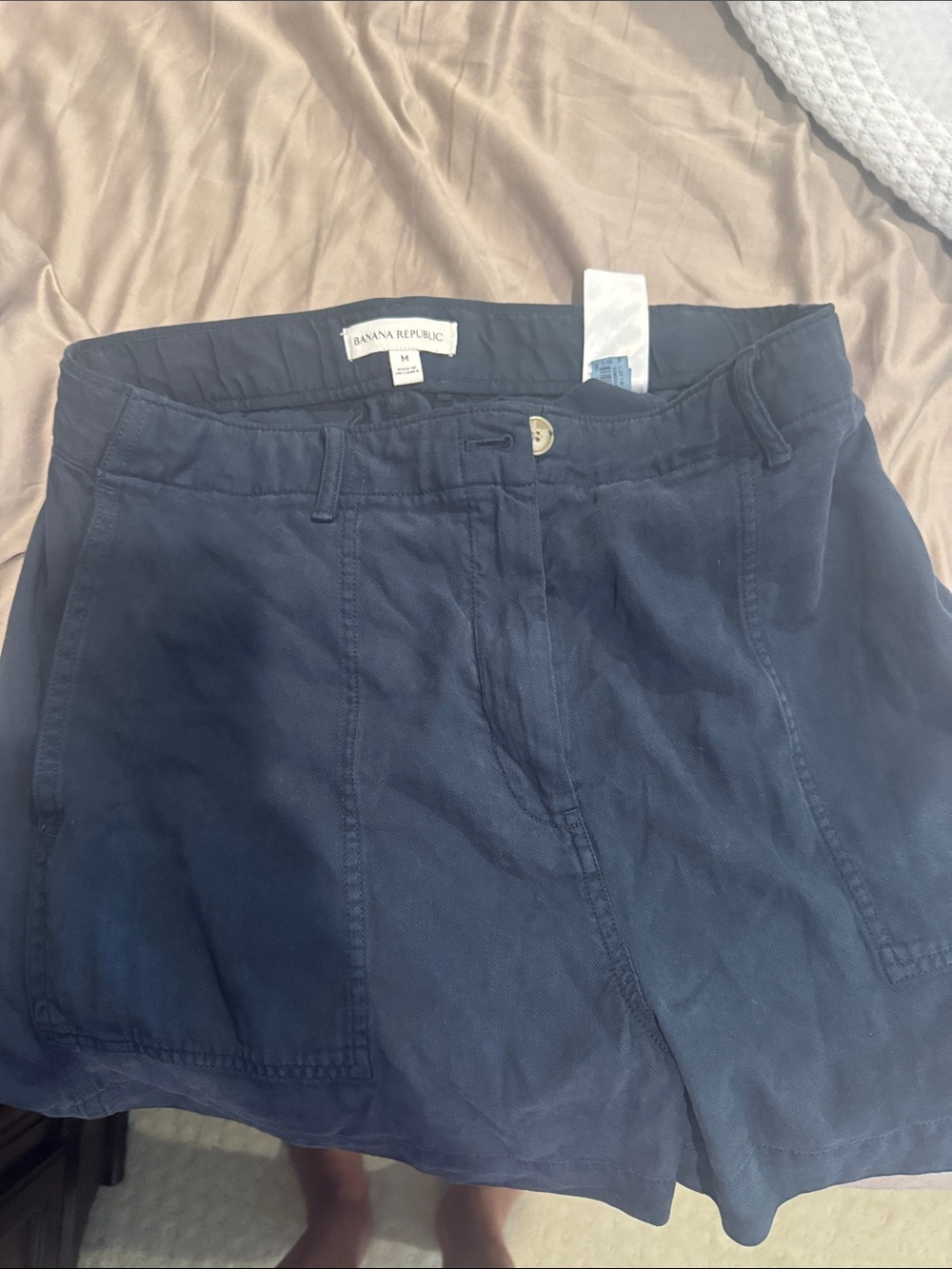 Banana Republic Navy Blue Casual Linen-Blend Shorts
